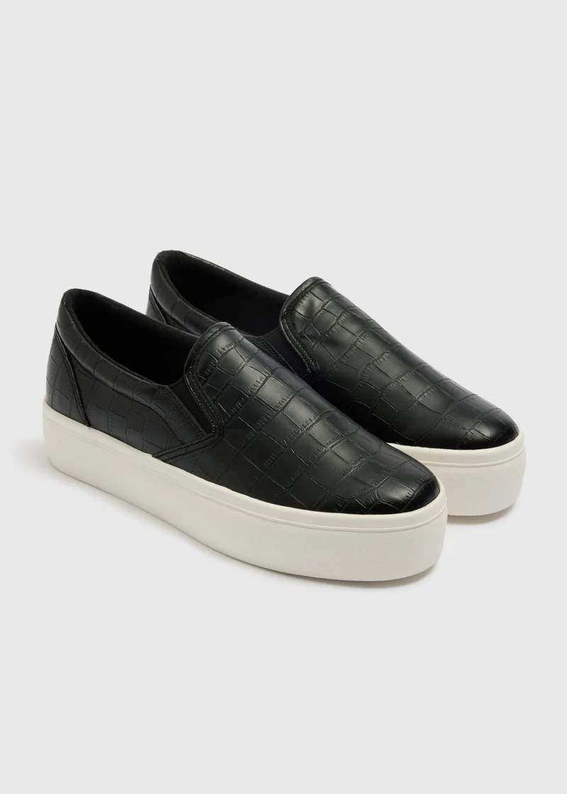 Matalan Black Platform Slip On Espadrilles